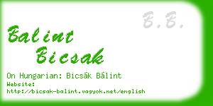balint bicsak business card